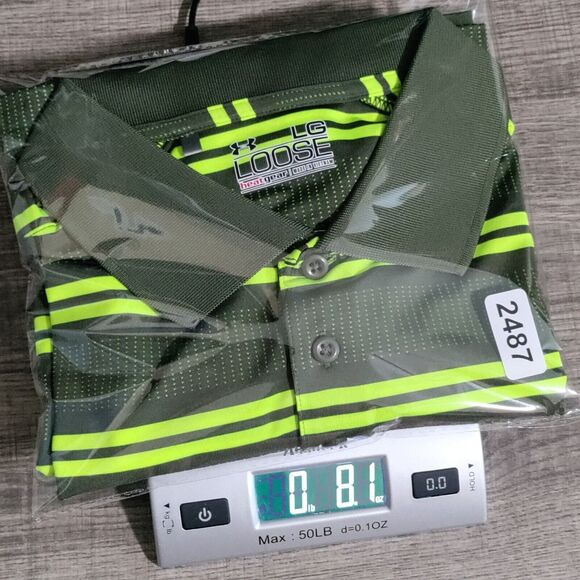 Under Armour Mens Polo Size Large Heat Gear Loose Green Striped Golf Casual NWOT - Picture 12 of 12